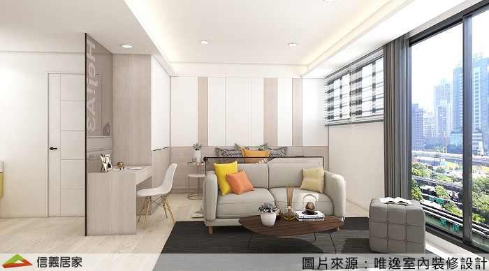 狹小空間裡屏除不必要的隔間外，如何自立自「牆」也很重要！將必要牆面結合櫃體賦予它更多的收納使命，不僅可以減少額外購買櫃子的預算，也能降低過多櫃子造成動線不便的窘境。