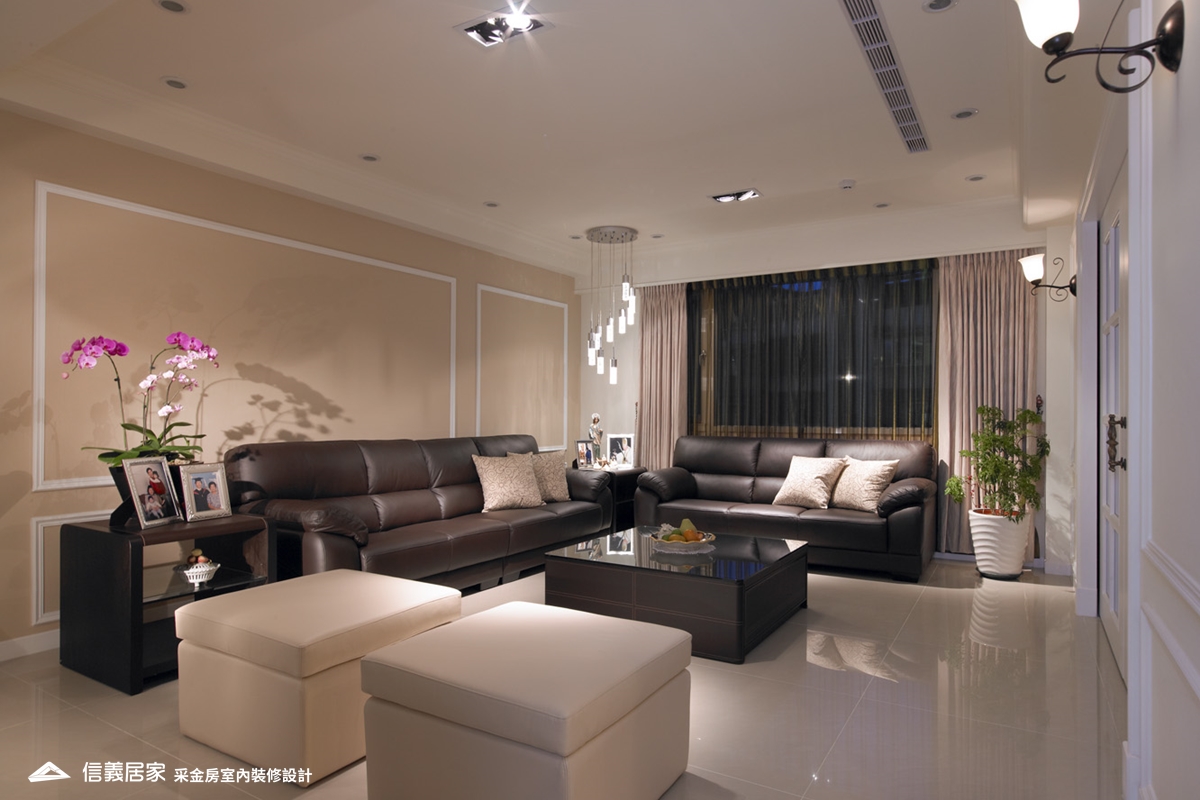 米色客廳室內裝潢設計，包括沙發裝潢圖片