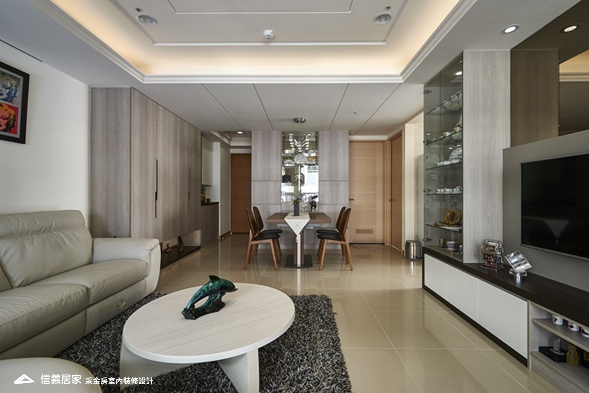 米色客廳室內裝潢設計，包括沙發、茶几裝潢圖片