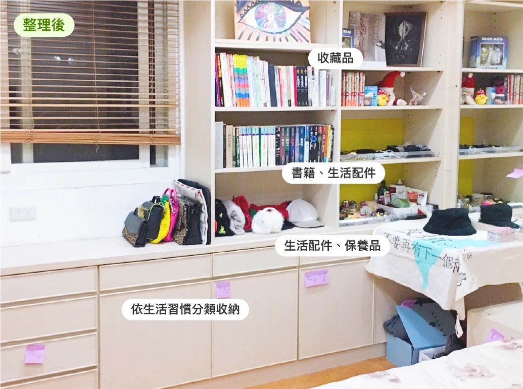 房間整理收納案例-依生活習慣整理後
