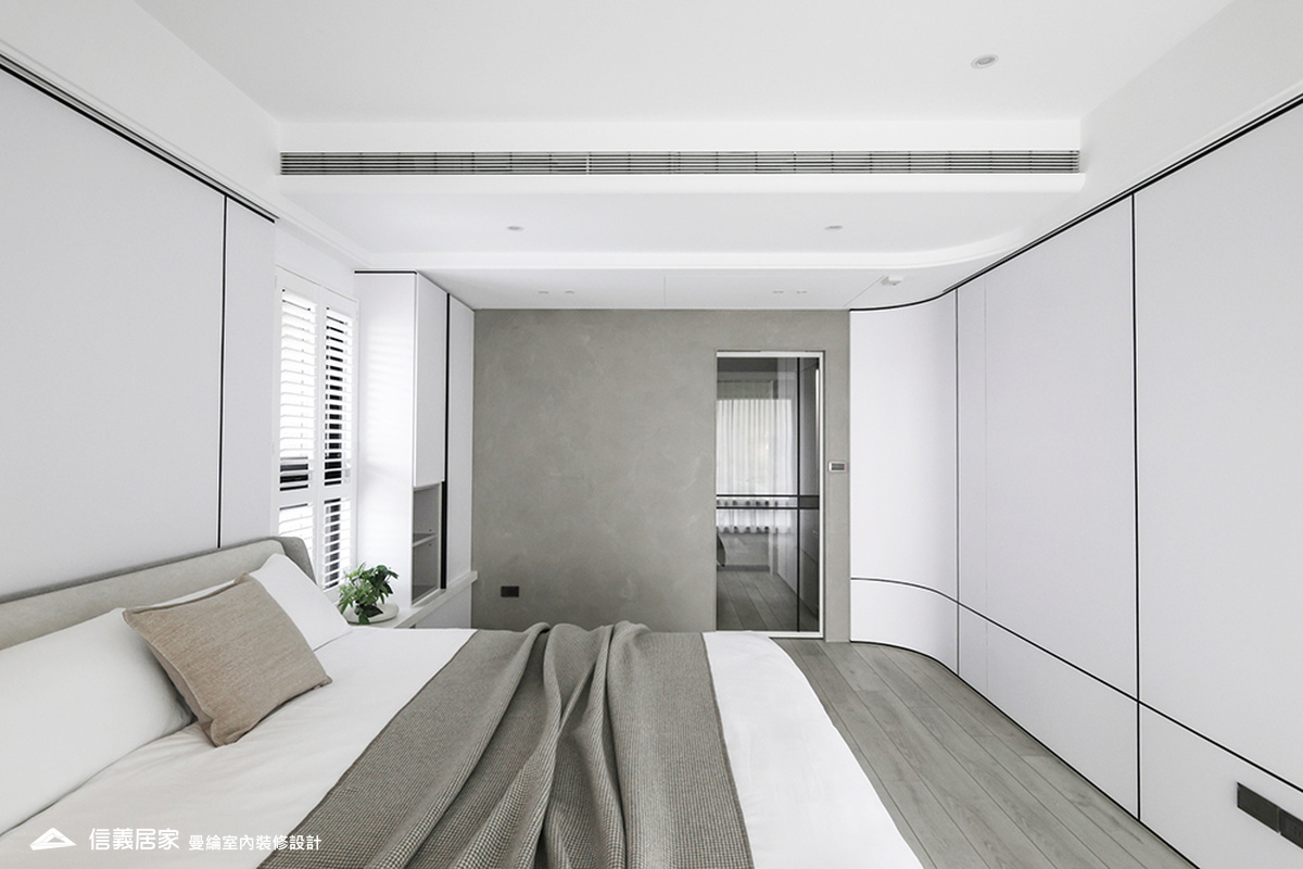 主臥-3-大理石 大板磚 烤漆 藝術漆 鍍鈦飾條 明鏡