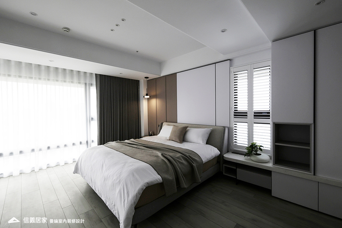 主臥-4-大理石 大板磚 烤漆 藝術漆 鍍鈦飾條 明鏡