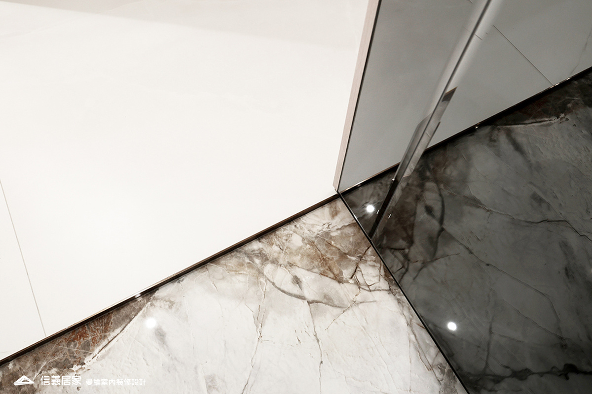 局部-1-大理石 大板磚 烤漆 藝術漆 鍍鈦飾條 明鏡