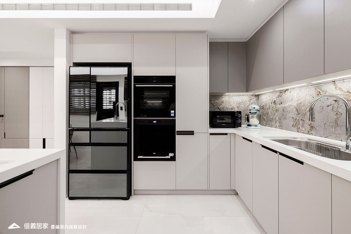 廚房-4-大理石 大板磚 烤漆 藝術漆 鍍鈦飾條 明鏡