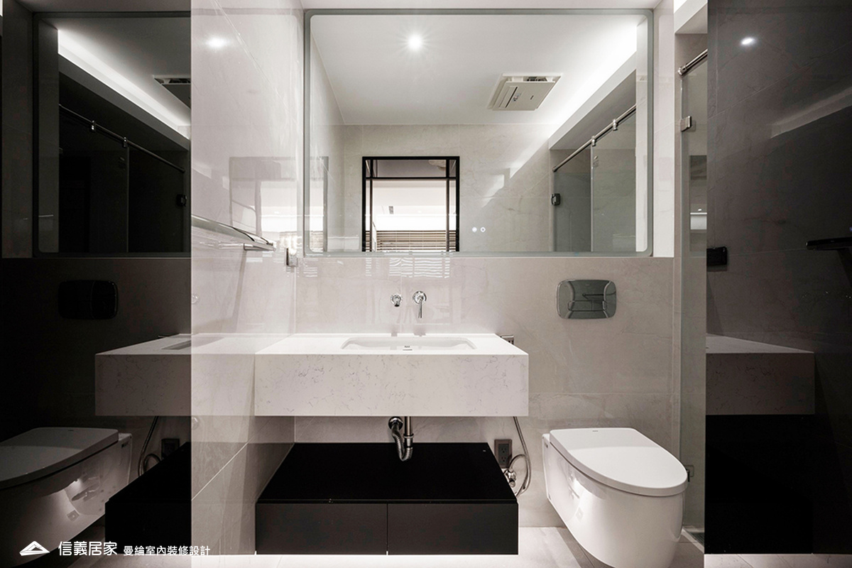 次浴-3-大理石 大板磚 烤漆 藝術漆 鍍鈦飾條 明鏡