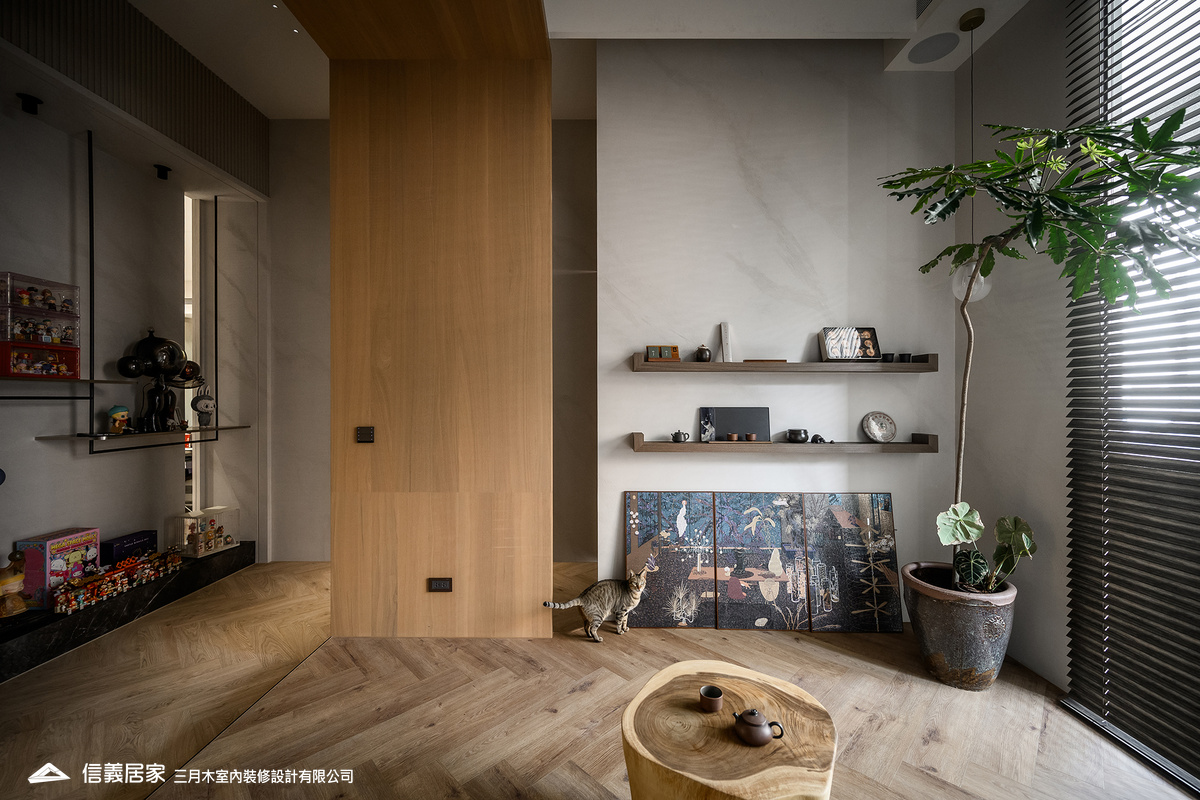 商空設計_會議茶室 展示櫃 木皮