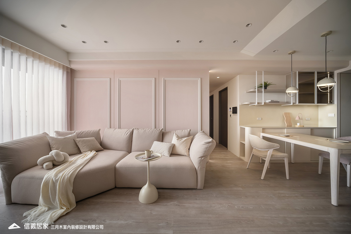 夢幻美式_客廳2 美式線板 粉色系