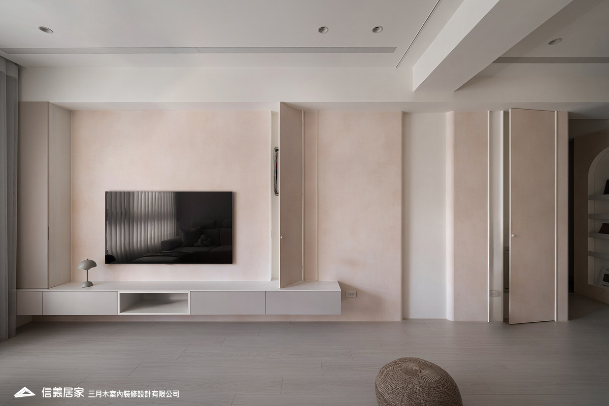 粉紅泡泡屋_客廳3_電視牆 收納櫃