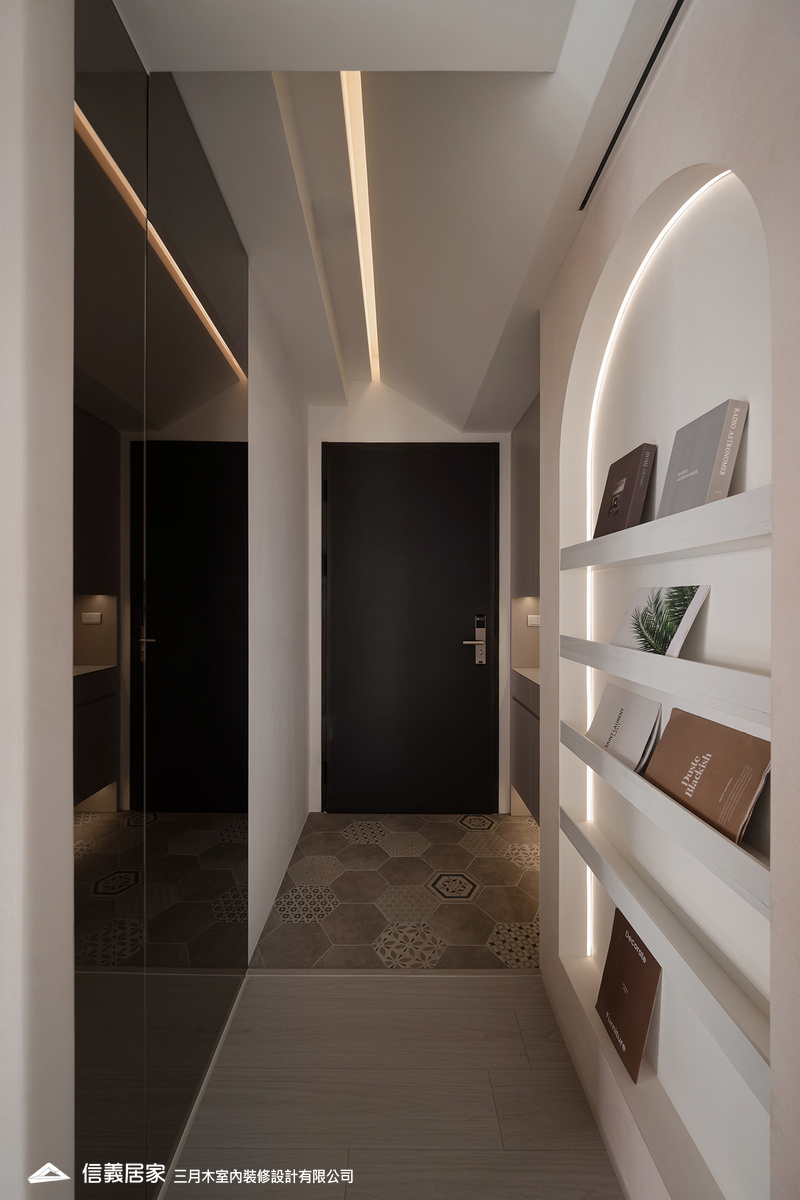 粉紅泡泡屋_玄關_造型天花 拱型書櫃 花磚