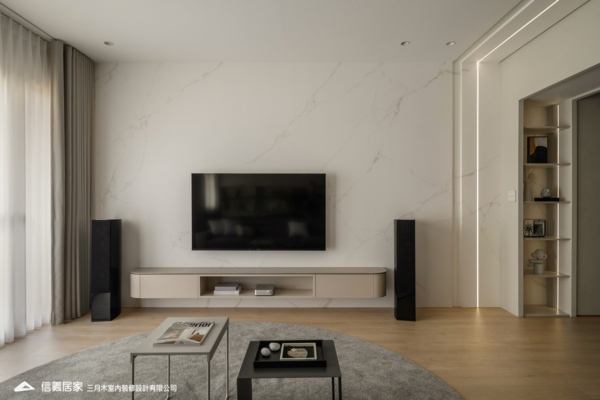 退休宅_客廳1_ 現代日式 線性弧形