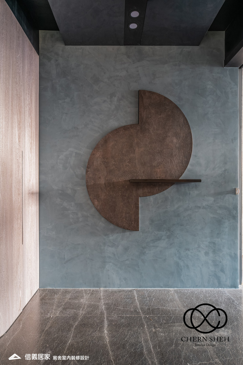 1.玄關_系統櫃_壓花玻璃_大板磚_藝術漆_現代輕奢風