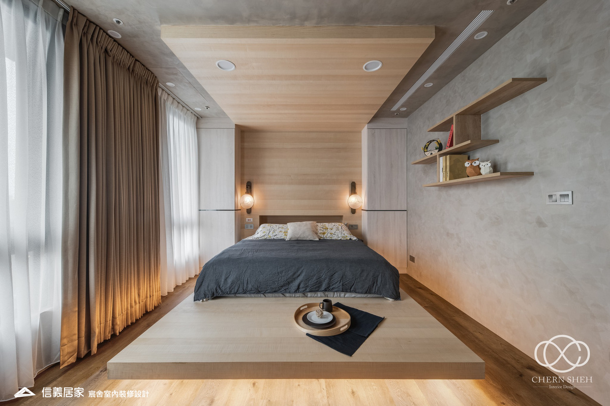 15.臥室_系統櫃_壓花玻璃_大板磚_藝術漆_現代輕奢風