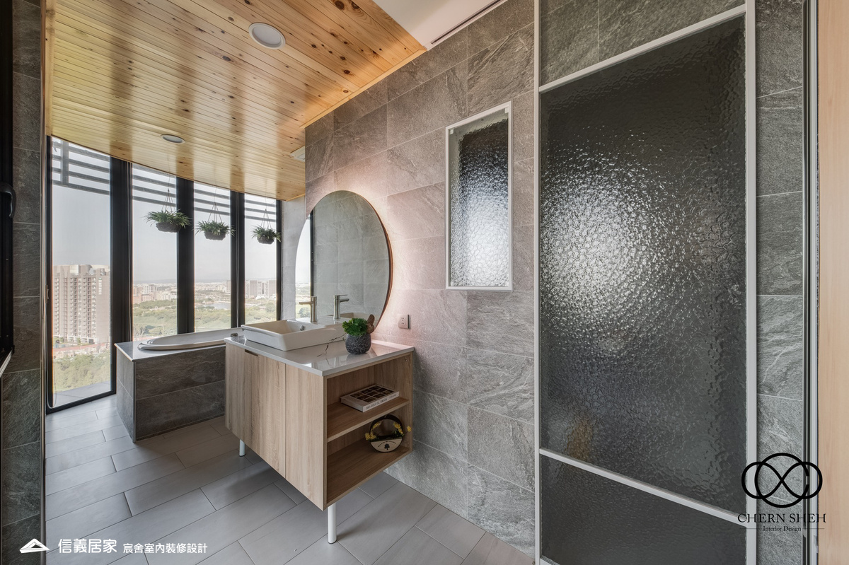 19.衛浴_系統櫃_壓花玻璃_大板磚_藝術漆_現代輕奢風