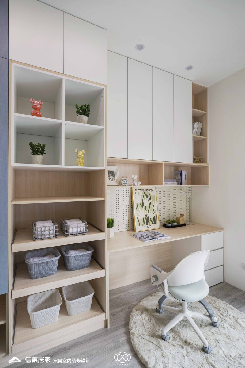 17.書桌_系統櫃_六角地磚_洞洞板_藝術漆_現代風