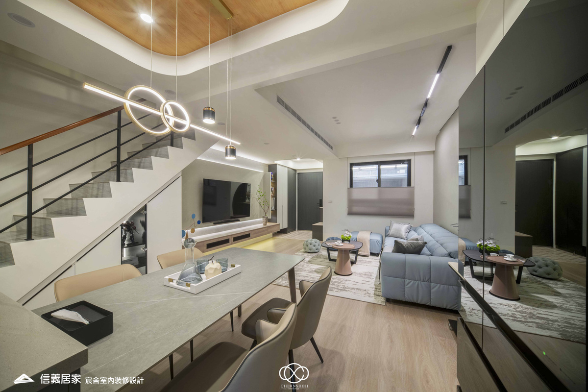 2.客廳_系統櫃_六角地磚_洞洞板_藝術漆_現代風