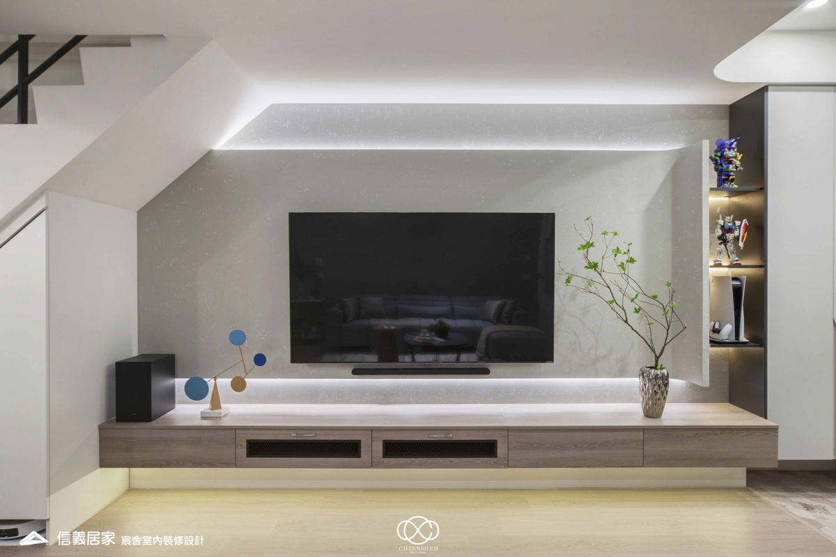 3.客廳_系統櫃_六角地磚_洞洞板_藝術漆_現代風