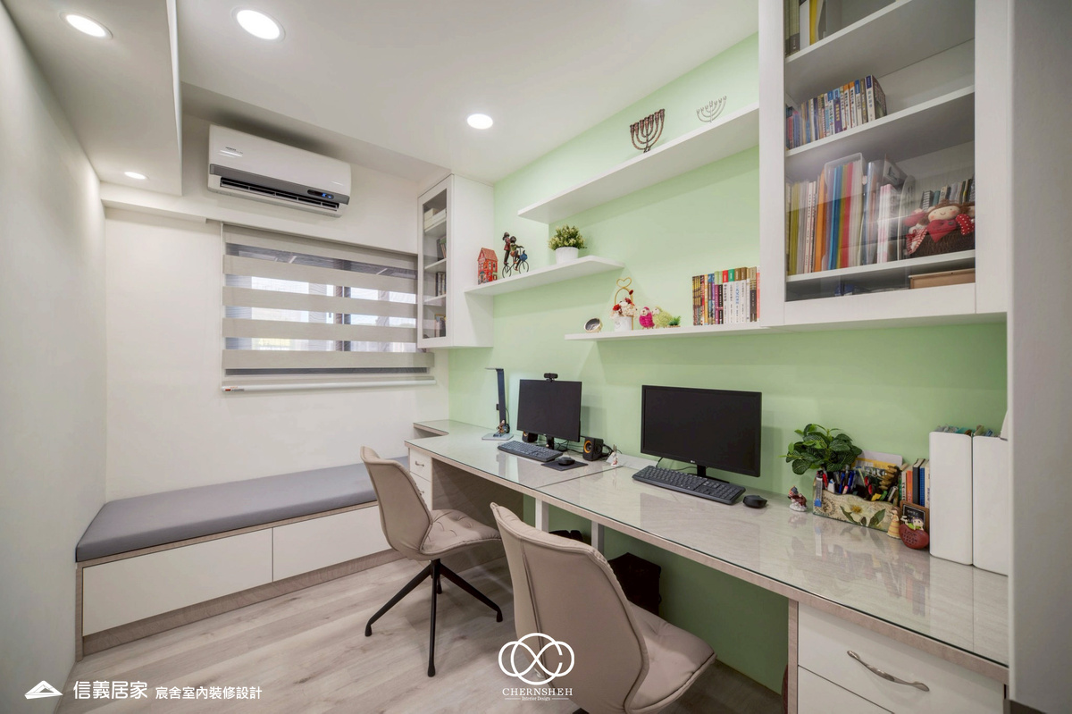 7.書房_古典風_系統櫃_百葉窗_白色_米色_奶茶色_2房