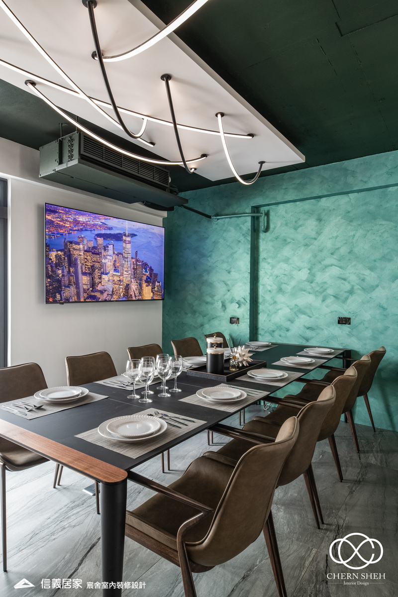 06.客廳_廚房_中島_特殊塗料_系統櫃_電器櫃_鐵件_綠色_黑白_翻新