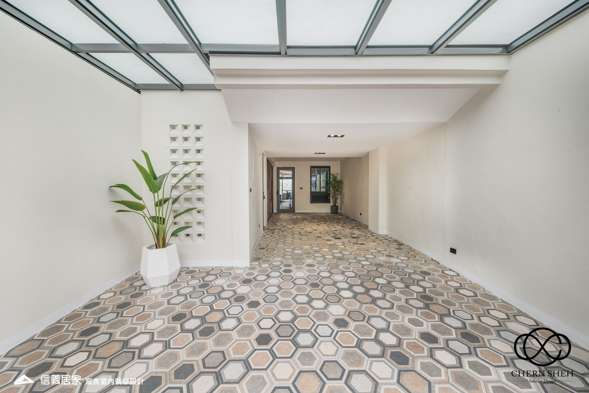 27.玄關_系統櫃_花磚_格磚_翻新