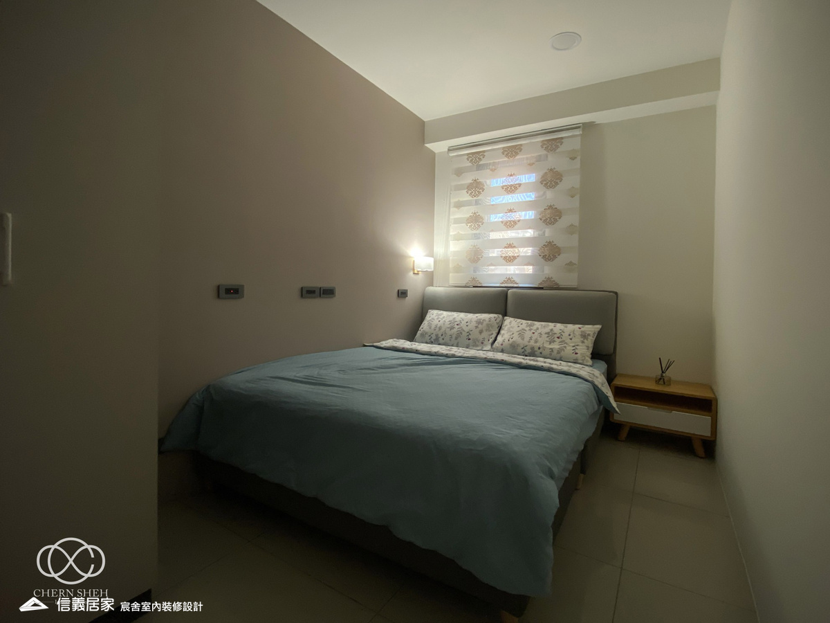 17.臥室_鄉村風_系統櫃_文化磚_特殊塗料_白色_灰色_翻新