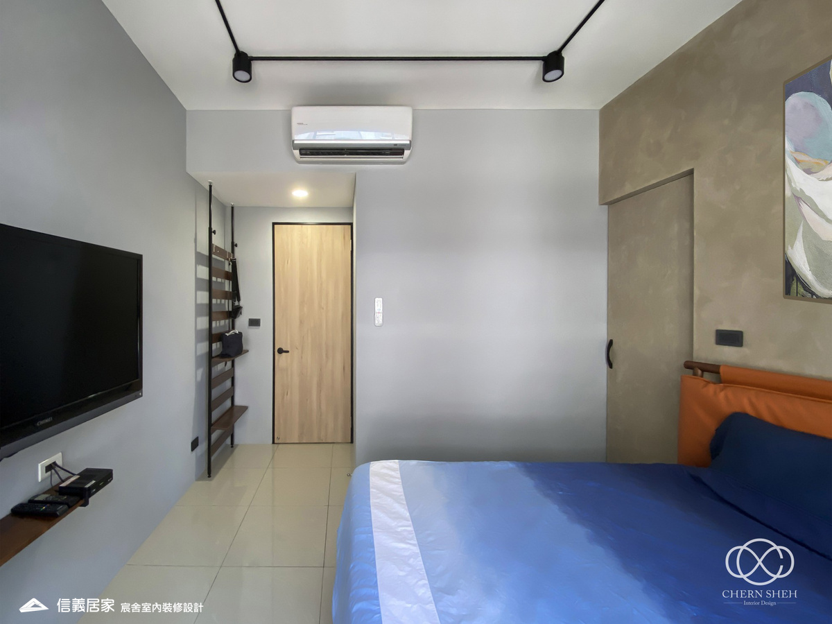 22.臥室_鄉村風_系統櫃_百葉窗_特殊塗料_白色_灰色_翻新