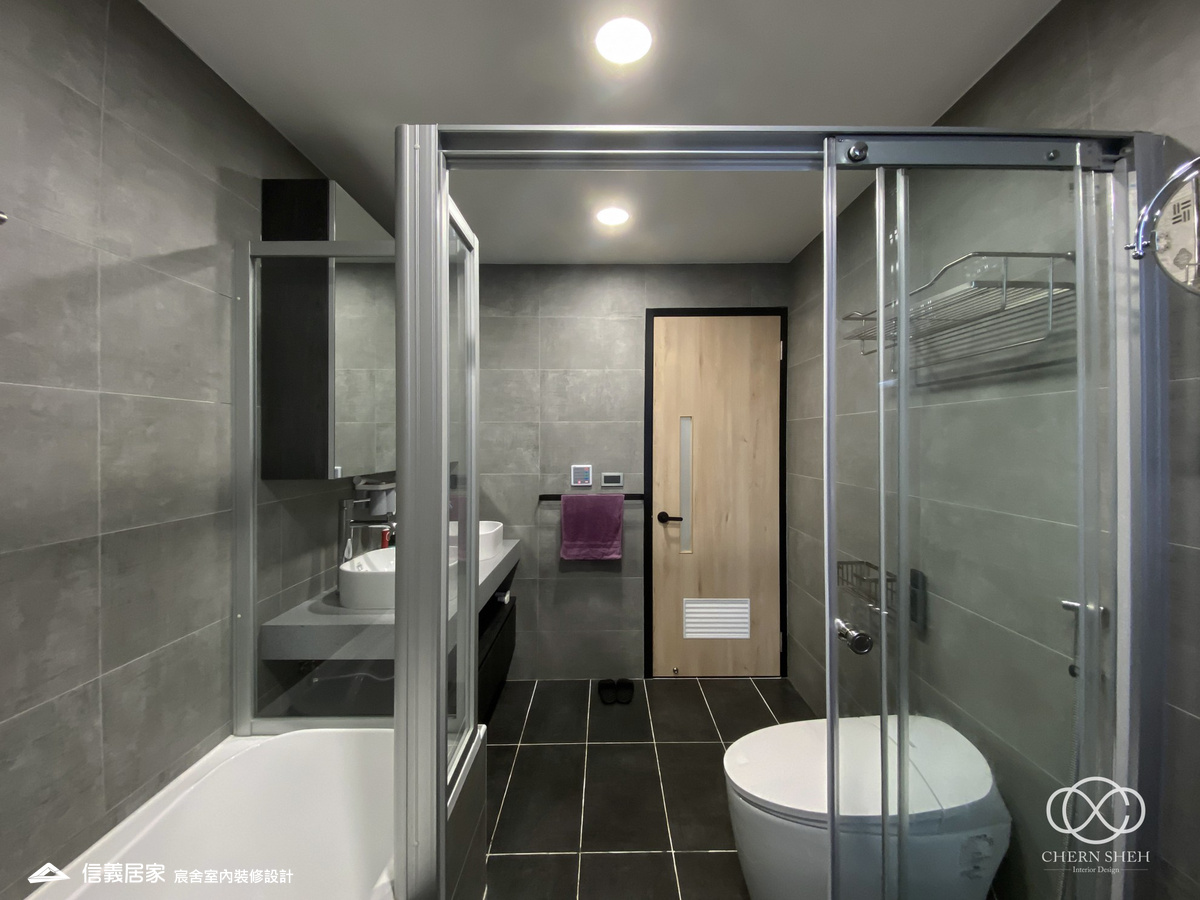 24.衛浴_鄉村風_系統櫃_白色_灰色_翻新