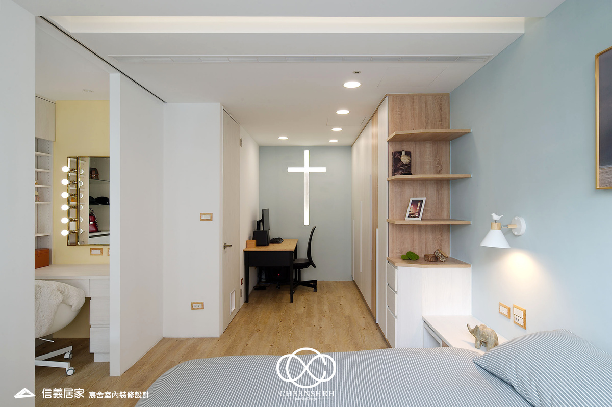 18.臥室_系統櫃_鐵件_白色_原木色_翻新