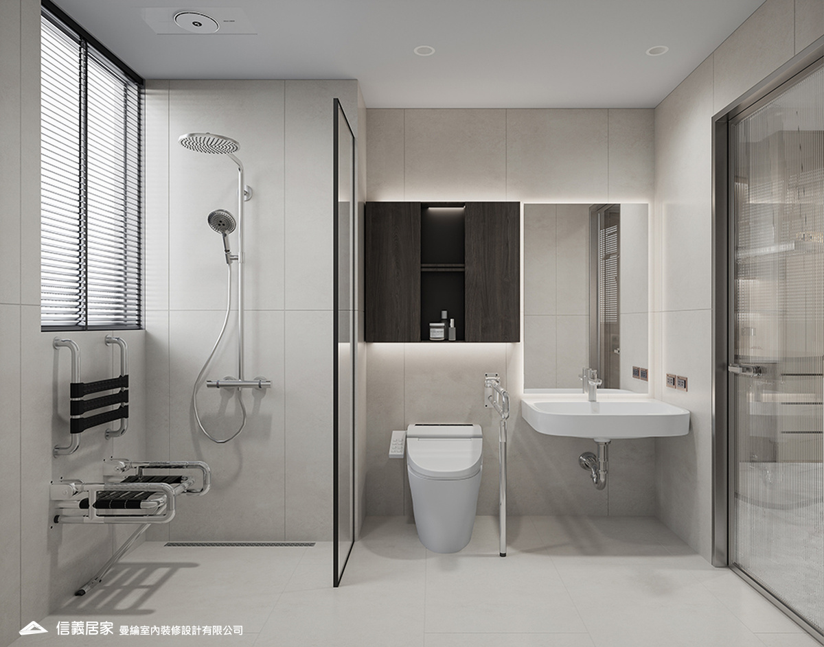 主浴-1-退休宅 輕奢風 大板磚 訂製宅 無障礙空間