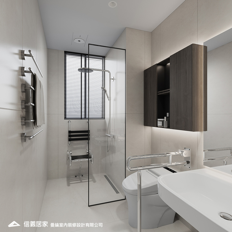 主浴-2-退休宅 輕奢風 大板磚 訂製宅 無障礙空間