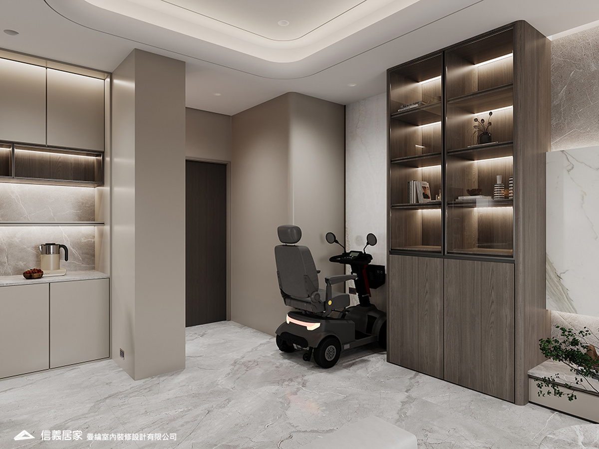 玄關-1-退休宅 輕奢風 大板磚 訂製宅 無障礙空間