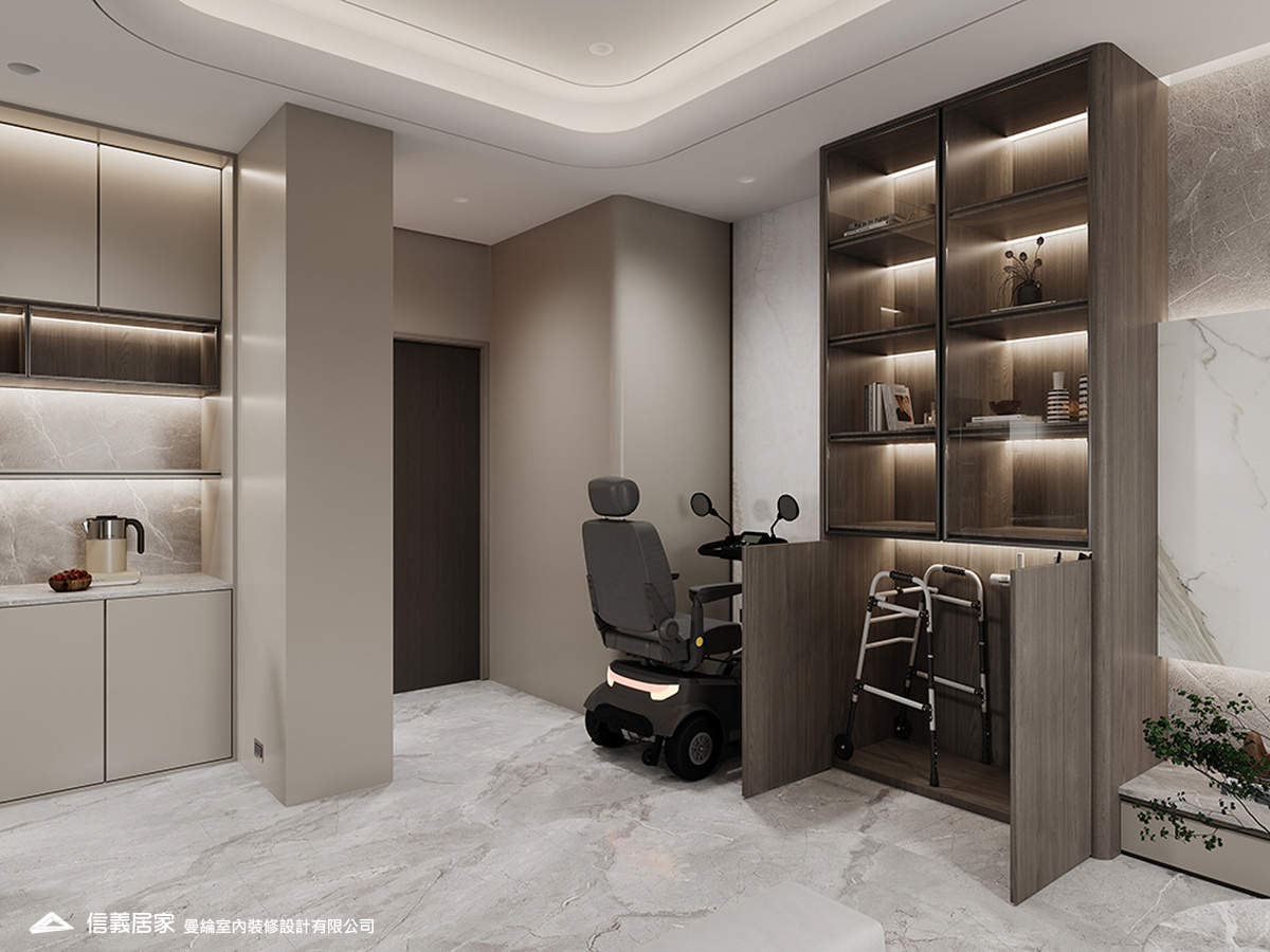 玄關-2-退休宅 輕奢風 大板磚 訂製宅 無障礙空間