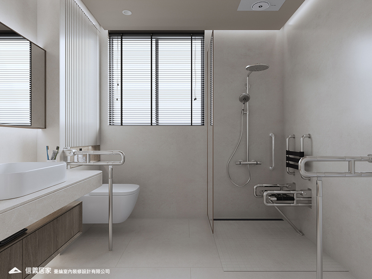 主浴-2-退休宅 輕奢風 大板磚 訂製宅 無障礙空間