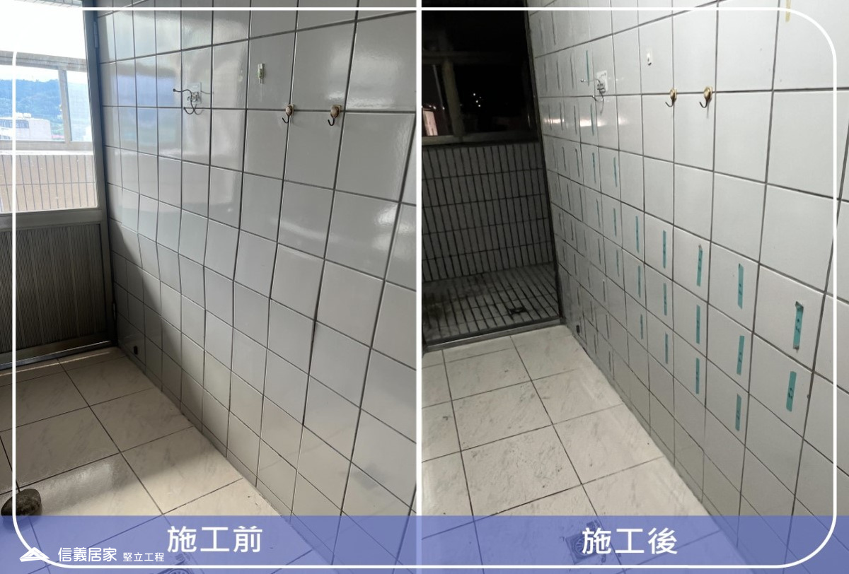 苗栗頭份-20x20CM牆面磚隆起灌膠修繕